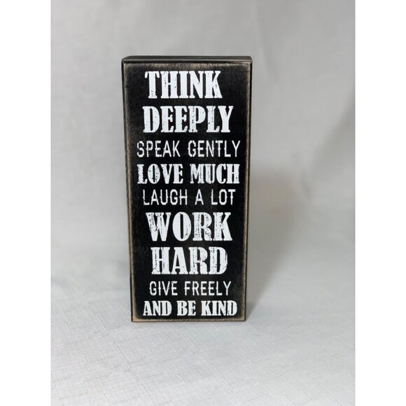 Inspirational Wooden Box Sign Think Deeply Speak Gently Motivational Home Décor - Picture 1 of 10